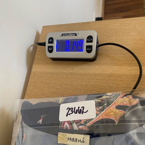 Haani Dress Womens Large Navy Multi Paisley Shift Bell Sleeve Jersey Knit Mini - Picture 9 of 9